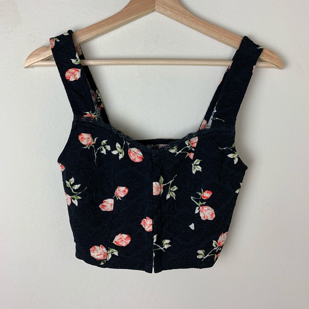 Floral crop tank top